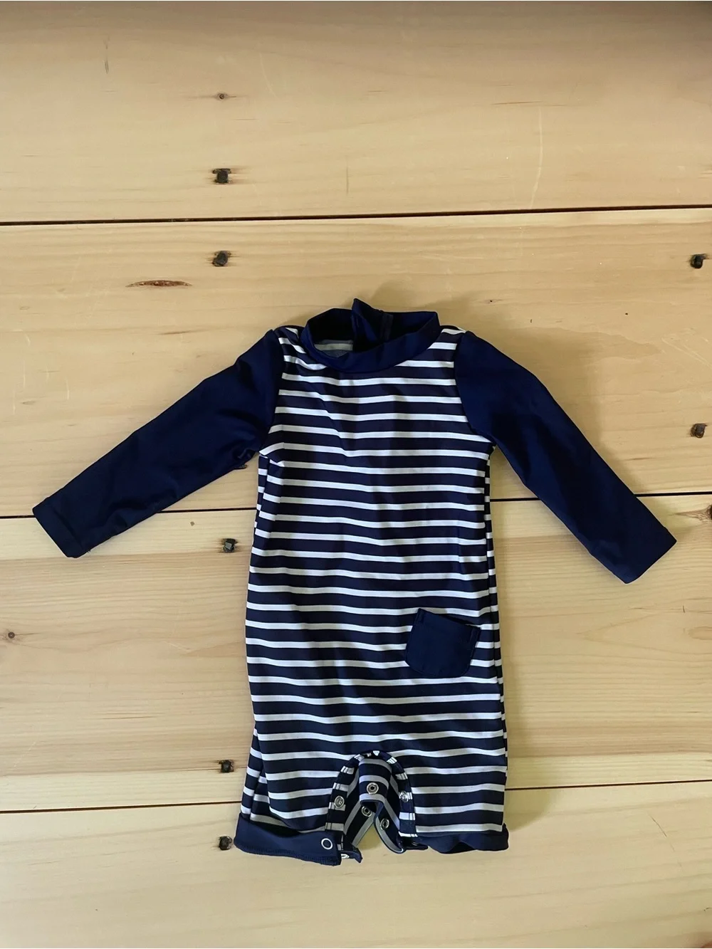 Navy & White Striped Baby swim suit